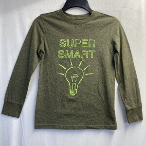 Cat & Jack Round Neck Long Sleeve T-Shirt Super Smart Graphic Boy's Medium 8-10